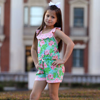 AnnLoren Little Big Girls Easter Jumpsuit Shabby Chic Floral Spring Summer Romper Sizes 2/3T - 11/12
