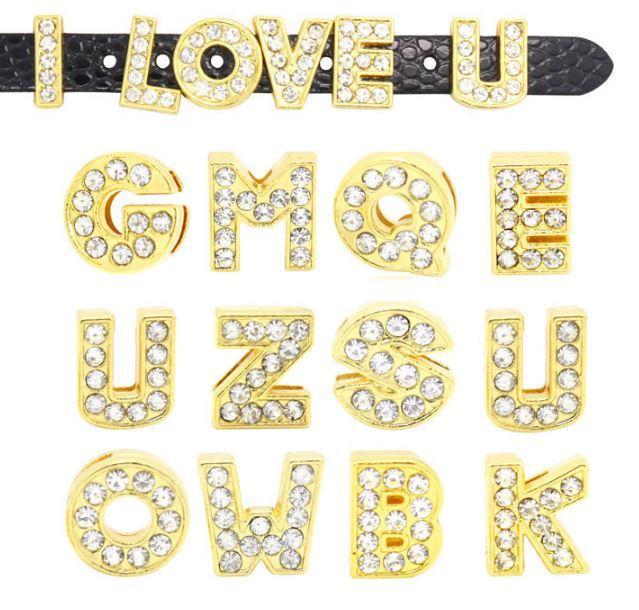 ClaudiaG Slider Collection Pavé Letters -Gold Charms