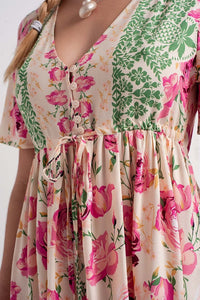 Q2 Dresses Maxi floral print maxi dress in pink