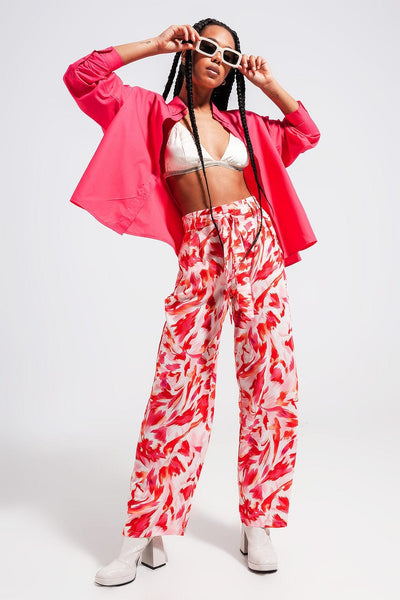 Fuchsia wide cheap leg pants