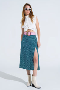 Q2 Women's Skirt Maxi Skirt In Green With Flower Print And Side Slit