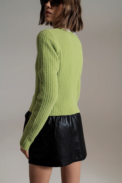 green super soft fluffy knit cardigan - Himelhoch's