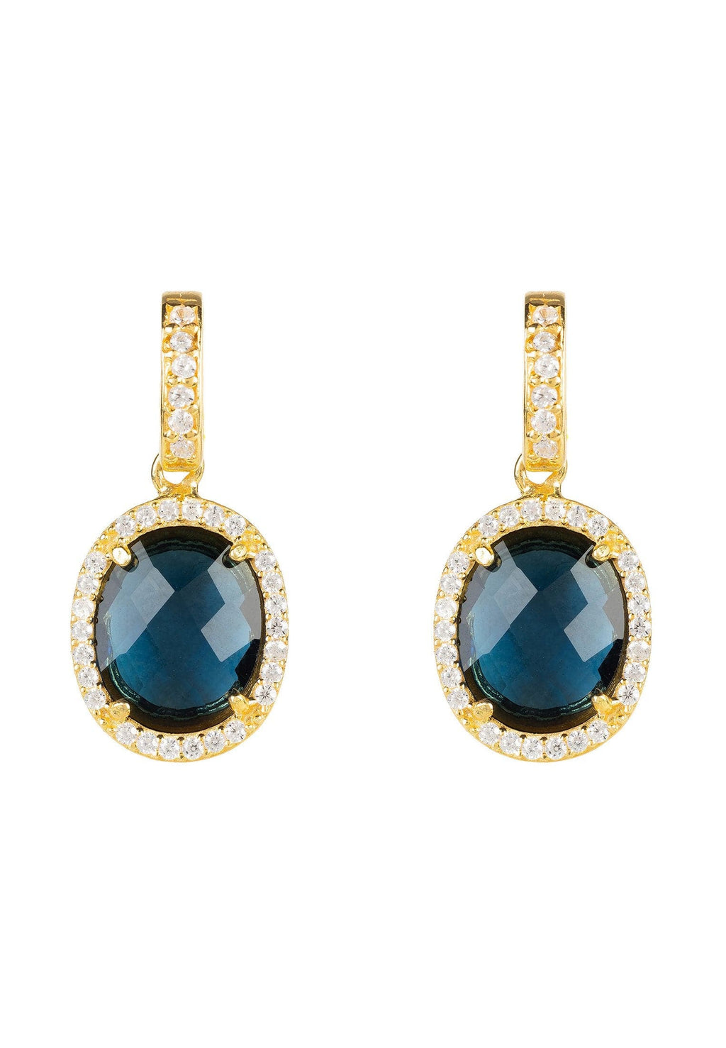 Latelita London Jewelry & Accessories - Earrings Beatrice Oval Gemstone Drop Earrings Gold Sapphire Hydro | LATELITA