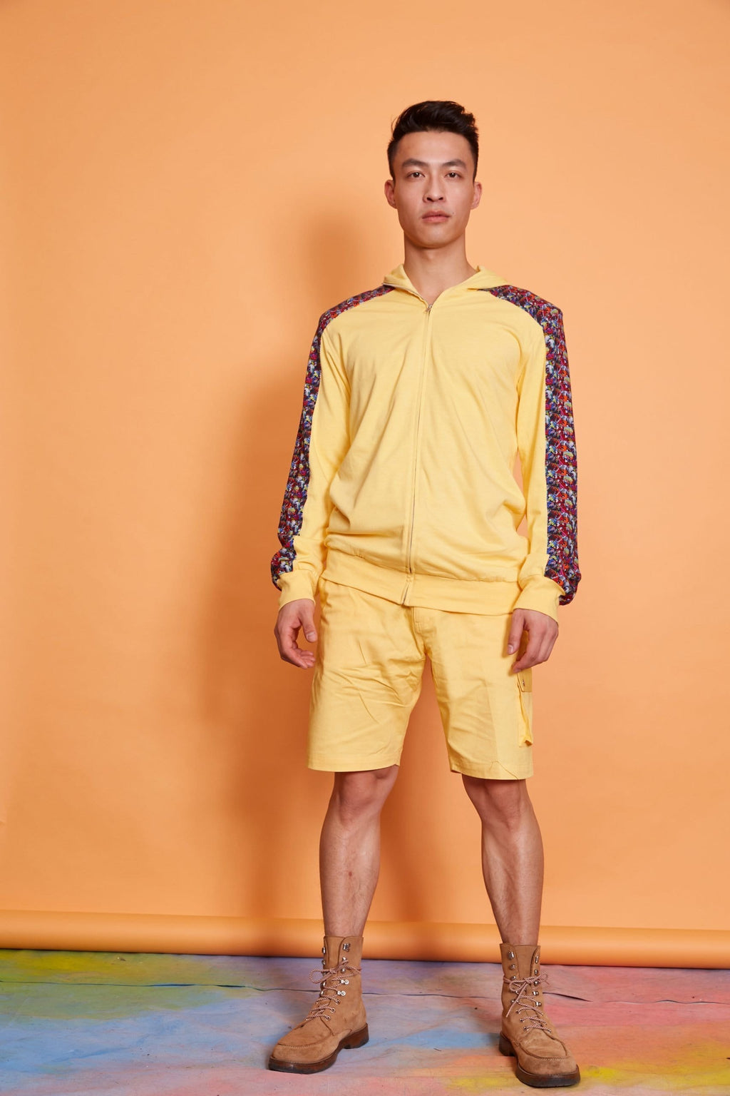 Lavanya Coodly Men > Apparel > Outerwear > Coats S / Yellow Lavanya Coodly Benjamin Men's Cotton Knit Jacket in Yellow