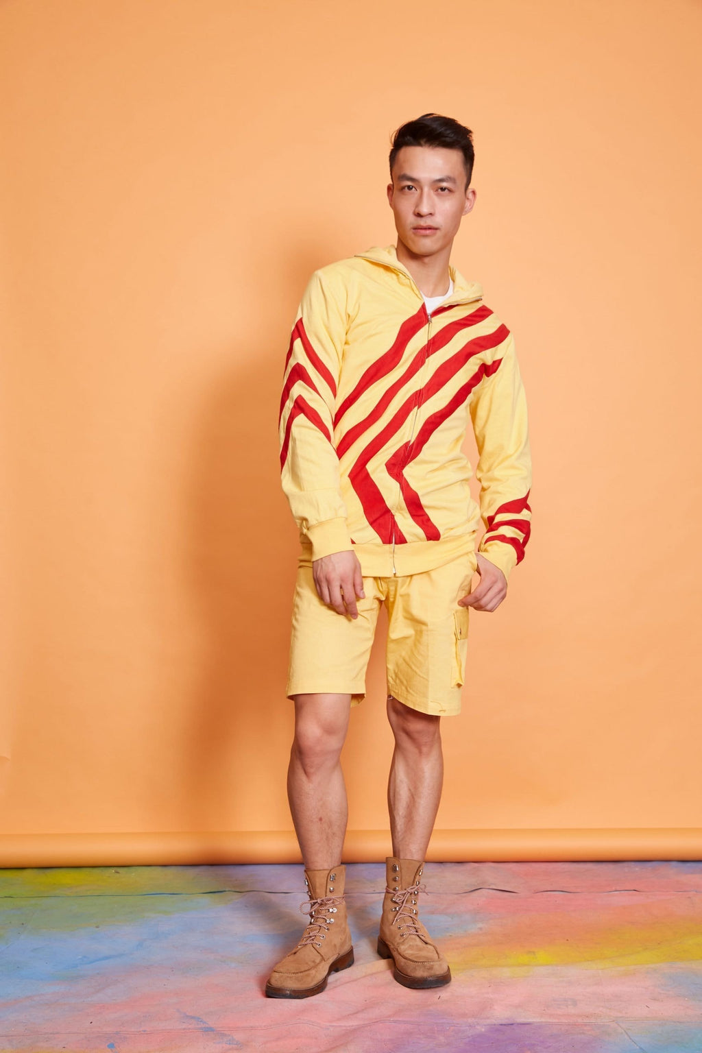 Lavanya Coodly Men > Apparel > Outerwear > Coats S / Yellow Lavanya Coodly Men's Luke Jacket in Yellow Cotton with Red Banding