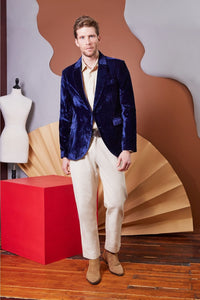 Lavanya Coodly Men's Fashion - Men's Clothing - Suits & Blazers - Blazers Lavanya Coodly Men's Silk Velvet Grayson Blazer in Midnight Blue or Black