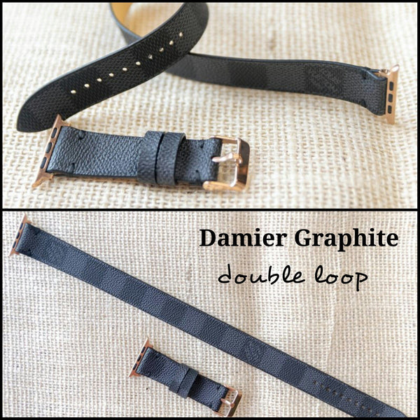 Apple Watch Band Repurposed Classic LV Monogram Damier Azur, 38mm / Black