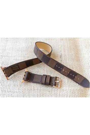 Repurposed Gifts Women - Accessories - Watches 38mm / Silver / Brown Apple Watch Band Damier LV Monogram Double Loop