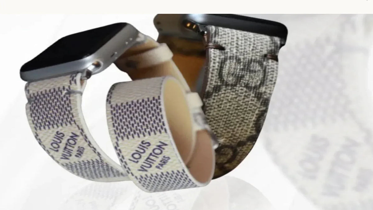 Repurposed luxury Apple Watch band made from authentic upcycled designer materials – handcrafted in the U.S.