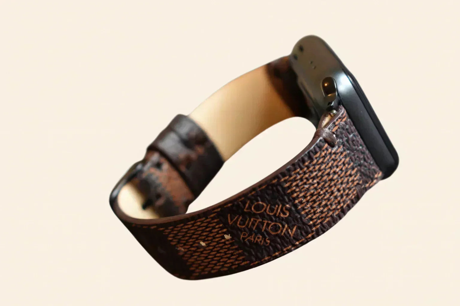 Repurposed luxury Apple Watch band made from authentic upcycled designer materials – handcrafted in the U.S.