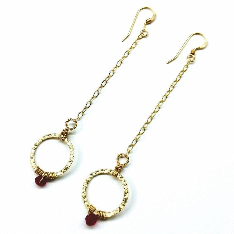 14 KT Gold Filled Wire Wrapped Pink Chalcedony Open Circle Earrings - Earrings - Alexa Martha Designs   