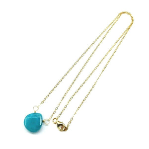 14kt Gold Filled Aqua Jade Wire Wrap Delicate Gemstone Drop Necklace - Necklaces - Alexa Martha Designs   