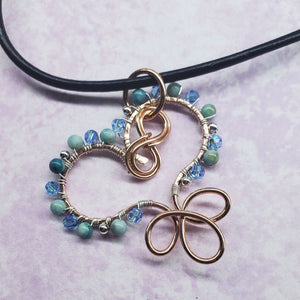 Alexa Martha Designs Copper Turquoise Wire Sculpted Heart Necklace