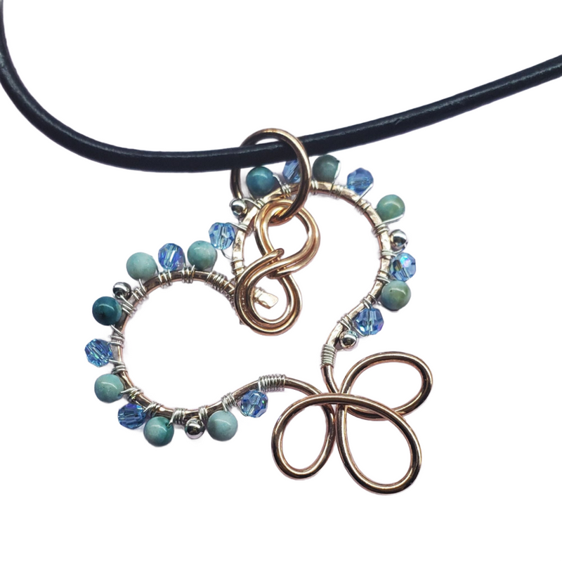 Alexa Martha Designs Copper Turquoise Wire Sculpted Heart Necklace