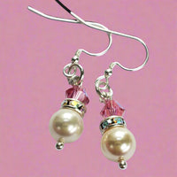 Silver Swarovski Crystal Pearl Stack Earrings in Various Colors - Earrings - Alexa Martha Designs   