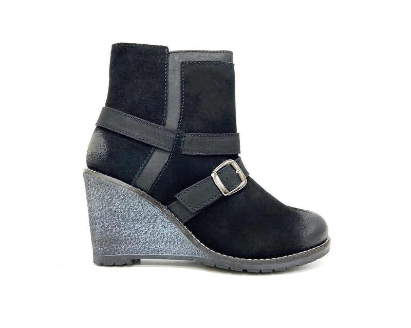 Chunky High Wedge Heel Ankle Bootie