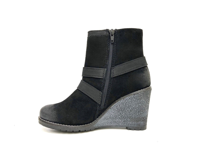 Chunky Wedge Heel Zip-up Ankle Bootie