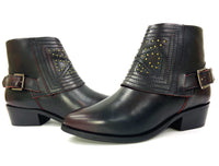 Short Cowgirl Studded Shiny Ankle Boot