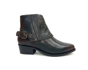 Short Cowgirl Studded Shiny Ankle Boot