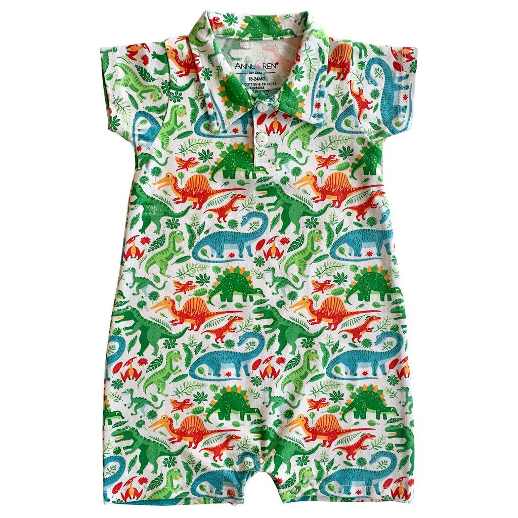 AnnLoren Dinosaur Spring Collar Baby Boys Romper Toddler Jumpsuit Sizes 3M - 24M