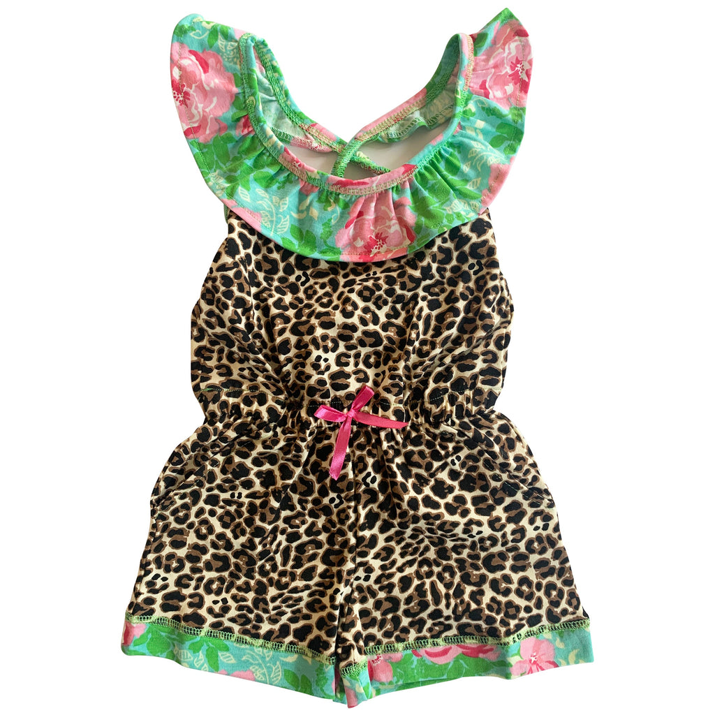 AnnLoren Little Big Girls Jumpsuit Leopard Floral Spring Summer One Pc Boutique Clothing Sizes 2/3T - 11/12
