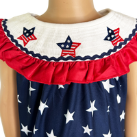 Girls 4th of July Smocked Patriotic Tunic & Shorts Outfit