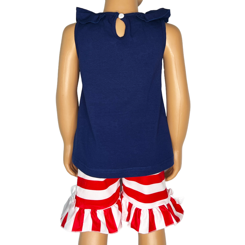 Girls Nautical Sailboat Tank And Ruffle Shorts Outfit