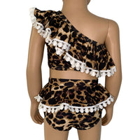 AL Limited Girls 2 piece 1 Shoulder Leopard Bikini bathing suit