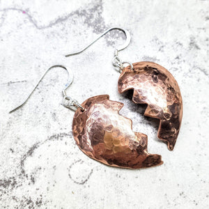 Broken Heart Earrings from Sculpted Copper - Earrings - Alexa Martha Designs   