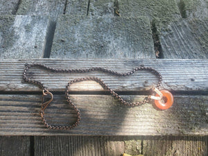 Carnelian Gemstone Donut Copper Chain Necklace - Necklace - Alexa Martha Designs   