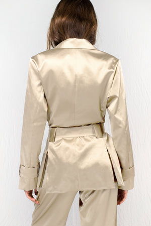 champagne satin silk blazer - Custom Made - Bastet Noir