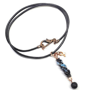 Child Abuse Prevention Awareness Gemstone Pendant With Lava Rock Bead Charm Necklace - Pendant - Alexa Martha Designs   