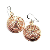 Copper Crystal Embedded Spiral Hoop Earrings - Earrings - Alexa Martha Designs   