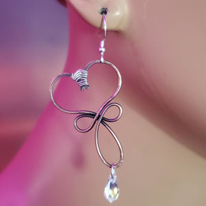 Crystal Drop Copper Heart Earrings - Earrings - Alexa Martha Designs   