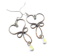 Crystal Drop Copper Heart Earrings - Earrings - Alexa Martha Designs   