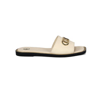 Odeta Comfy Fit Classic Faux Leather Sandal in Cream