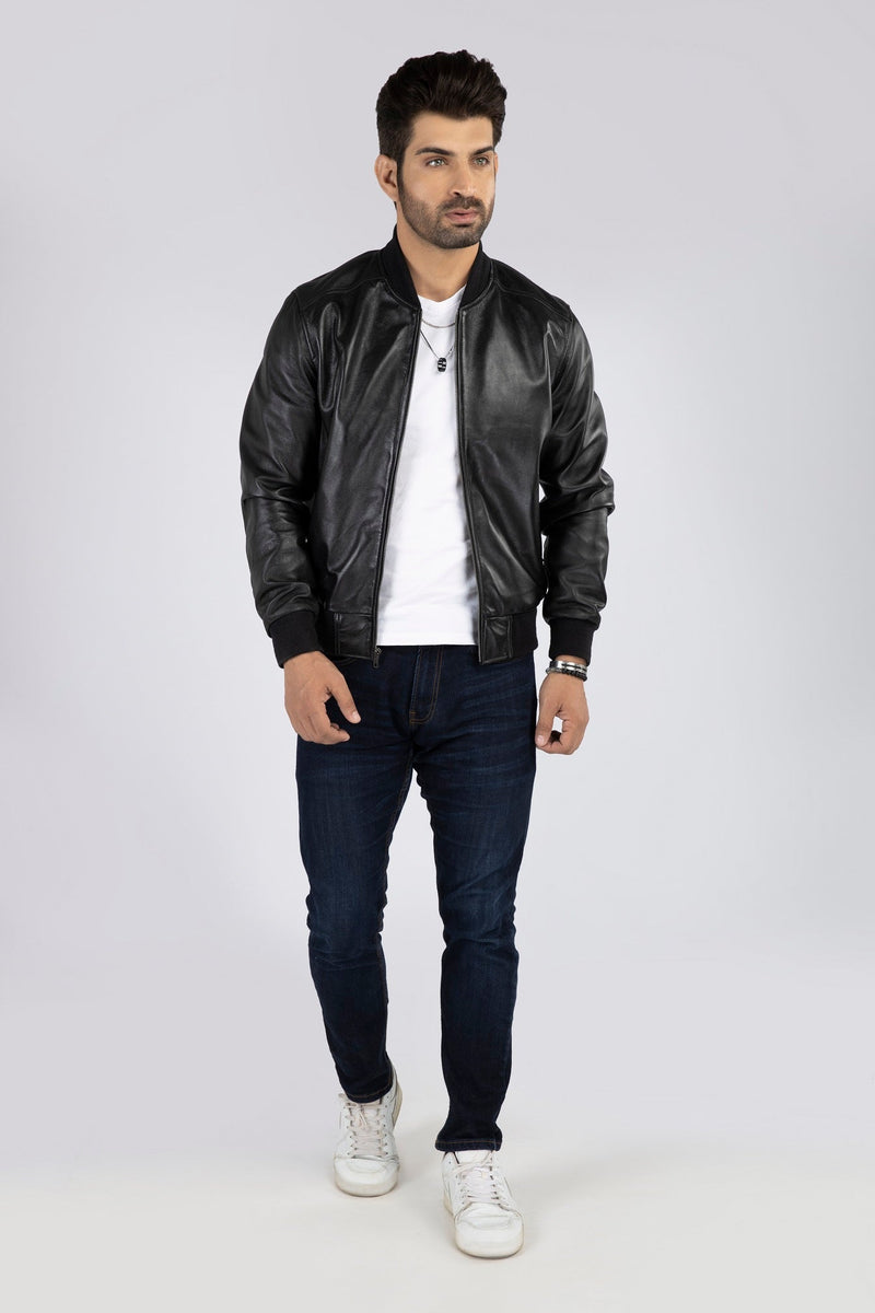 Men's Dapper Genuine Lambskin Leather Hooded Bomber Jacket  | Fadcloset