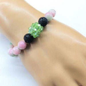Gem Packed Watermelon Jade Crystal Lava Rock Bracelet - Bracelet - Alexa Martha Designs   