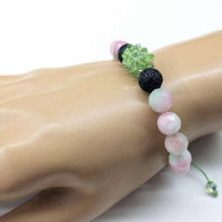Gem Packed Watermelon Jade Crystal Lava Rock Bracelet - Bracelet - Alexa Martha Designs   