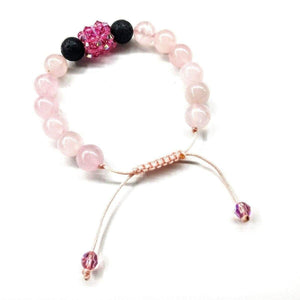 Glamorous Adjustable Rose Quartz Gemstone Crystal Lava Rock Bracelet - Bracelet - Alexa Martha Designs   
