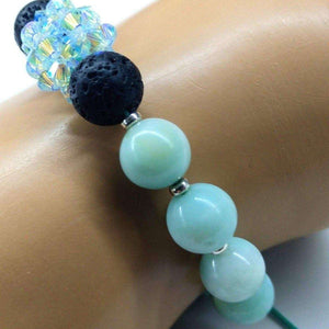 Glamorous Mint Green Amazonite Gemstone Crystal Lava Rock Bracelet - Bracelet - Alexa Martha Designs   
