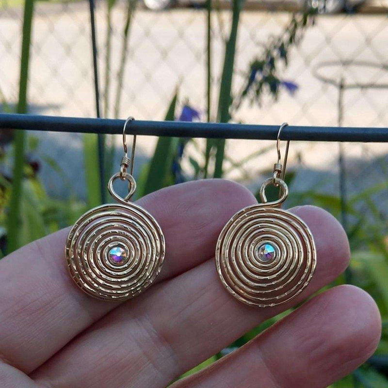 Gold Filled 14CT Crystal Spiral Earrings - Earrings - Alexa Martha Designs   