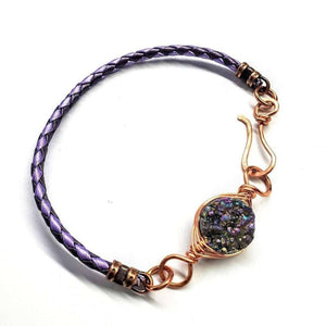 Herringbone Wire Wrapped Rainbow Druzy Bracelet - Bracelet - Alexa Martha Designs   