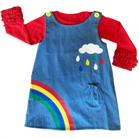 AL Limited Girls Blue Chambray Rainbow Coverall Dress