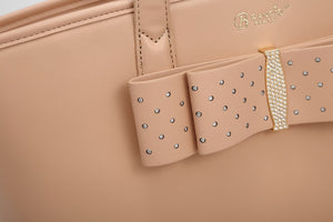 Ribbon Festive Tote Handbag with Rhinestones - Colors Available  | BI