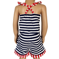 AnnLoren Little Big Girls Anchors Away Nautical Jumpsuit Summer Boutique Clothing