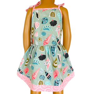 AnnLoren Little & Big Girls Seashells Spaghetti Straps Cotton Knit Summer Beach Dress