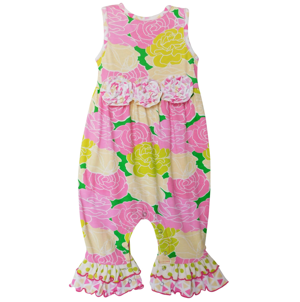 AnnLoren Boutique Easter Floral Baby Girls Ruffle Romper Onesie Holiday Infant Toddler Jumpsuit