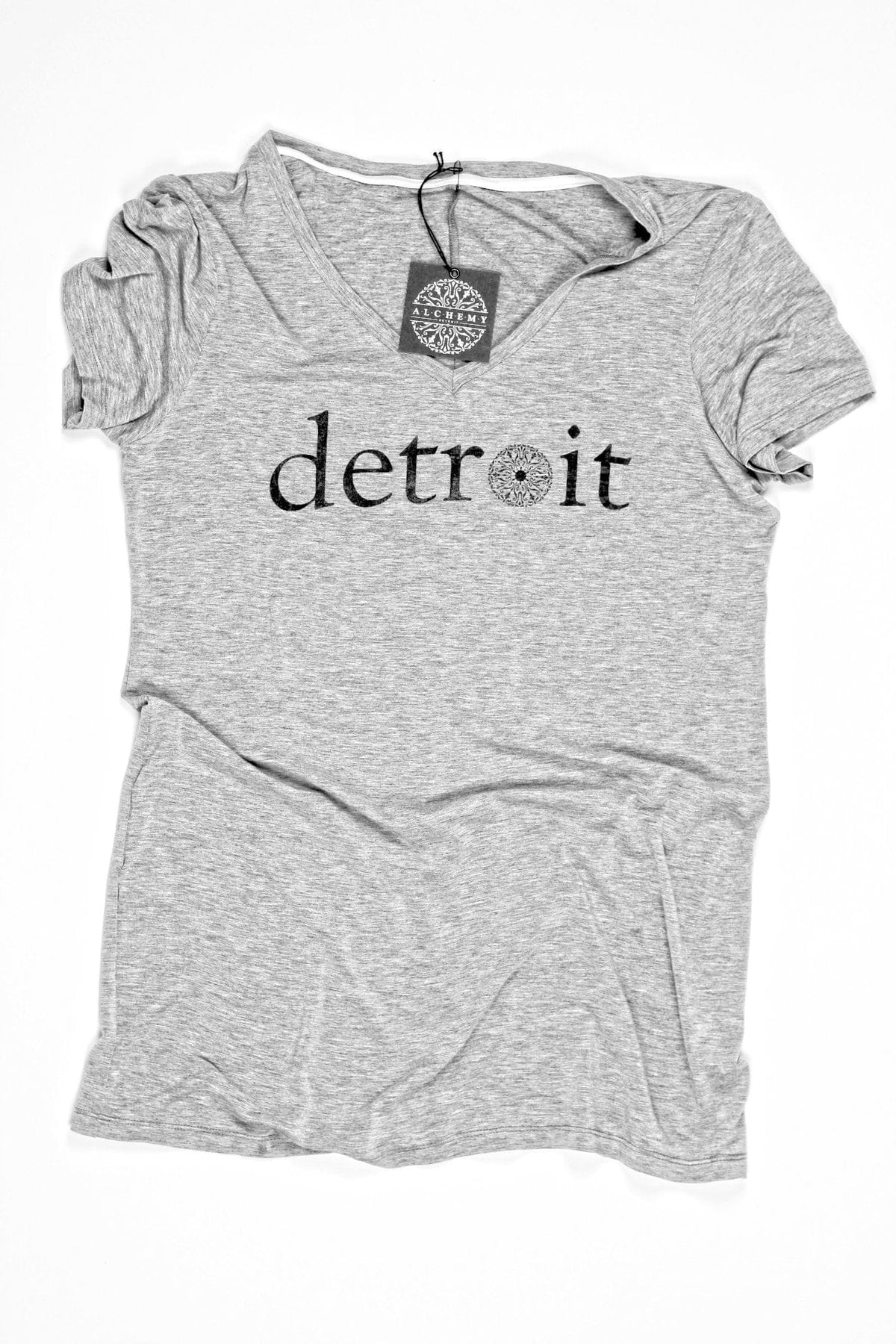 Alchemy Detroit Women's Tees & Tanks GRAY / XS/S Alchemy Detroit The Detroit Short Sleeve Relaxed V-Neck Unisex Tee