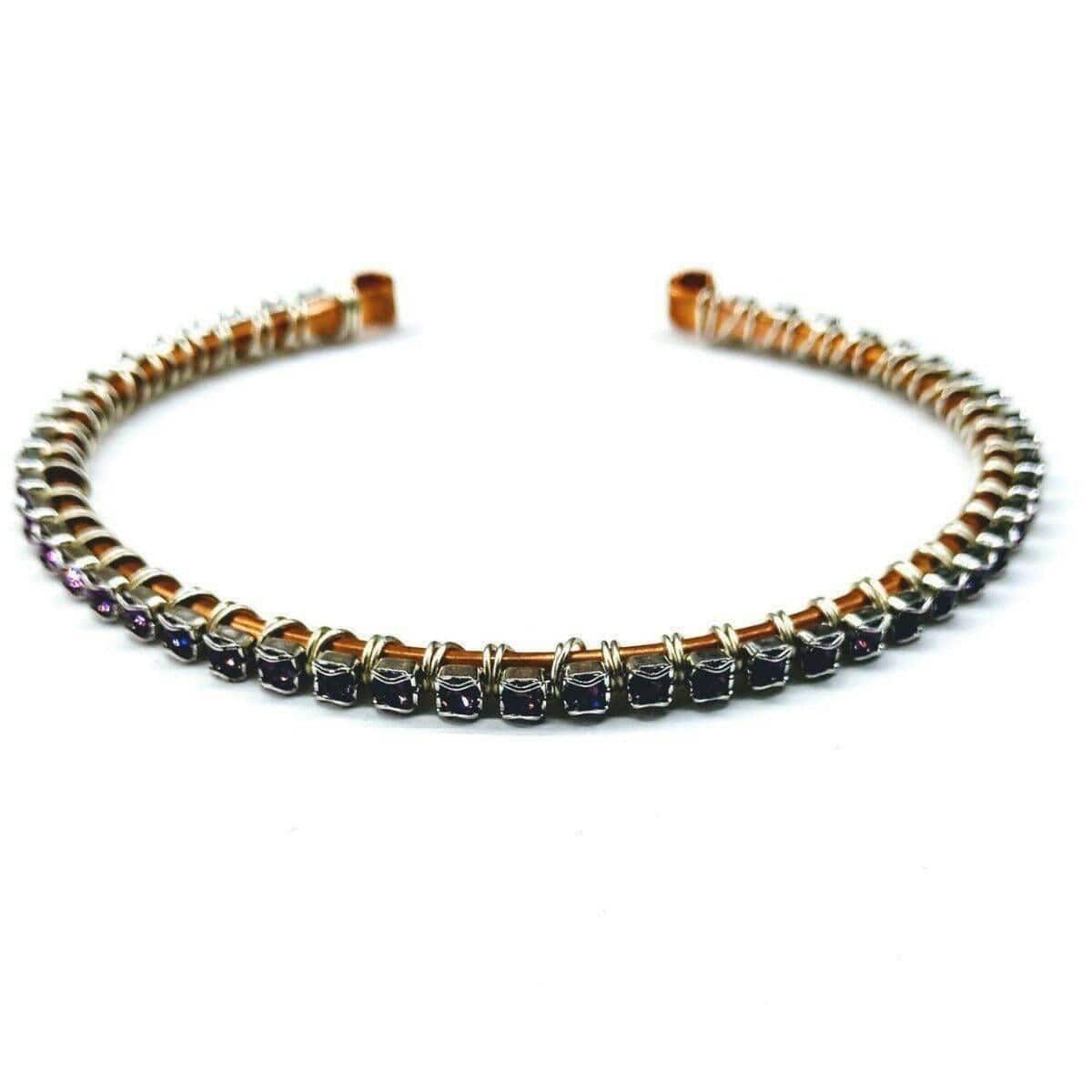 Alexa Martha Designs Bangles /Bracelets 2 Bangles Wire Wrapped Amethyst Crystal Tennis Bracelet Bangle